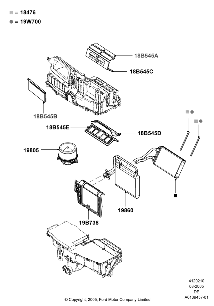10B - Heater/Air Cond.Internal Components, With Automatic Air Conditioning; 01/AUG/2005-04/FEB/2009