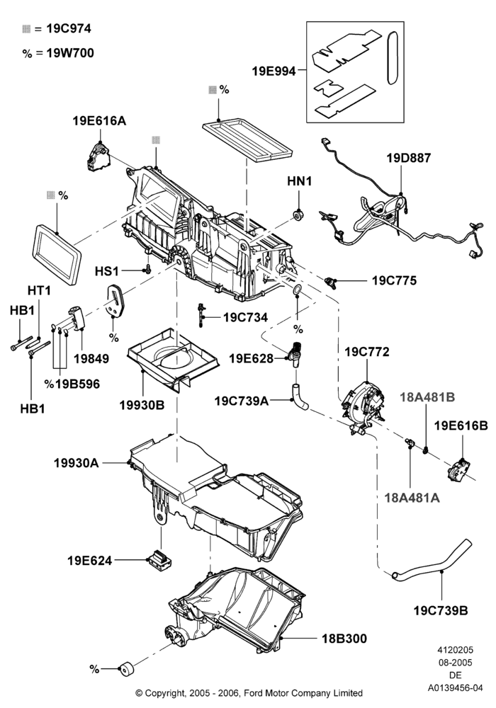 05B - Heater/Air Cond.External Components, With Automatic Air Conditioning; 01/AUG/2005-04/FEB/2009