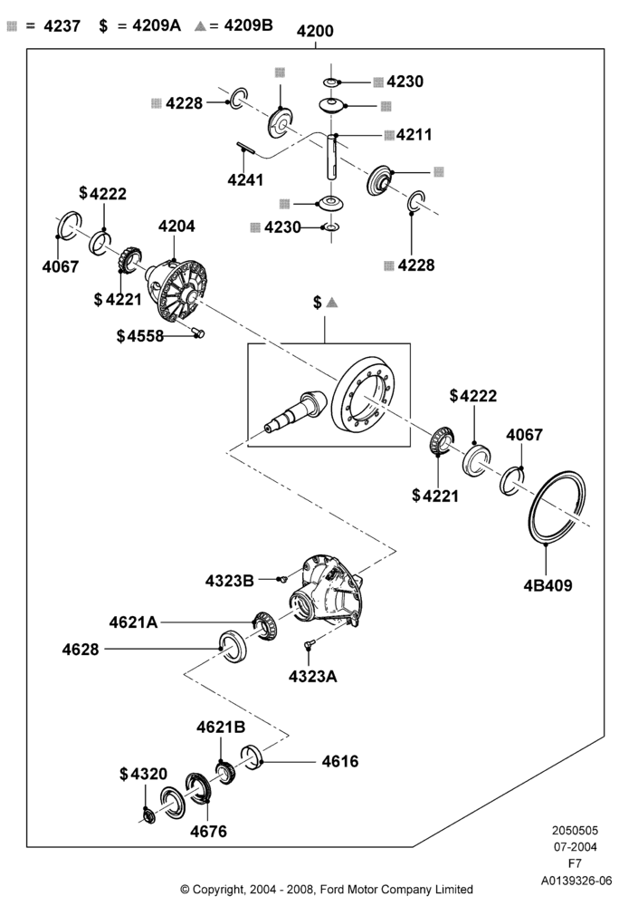 05M - Components - Rear Axle Diff & Carr., Ford 550 Series, Ford 450 Series, Rear Axle Less Limited Slip Diff; 19/JUL/2004-18/DEC/2006