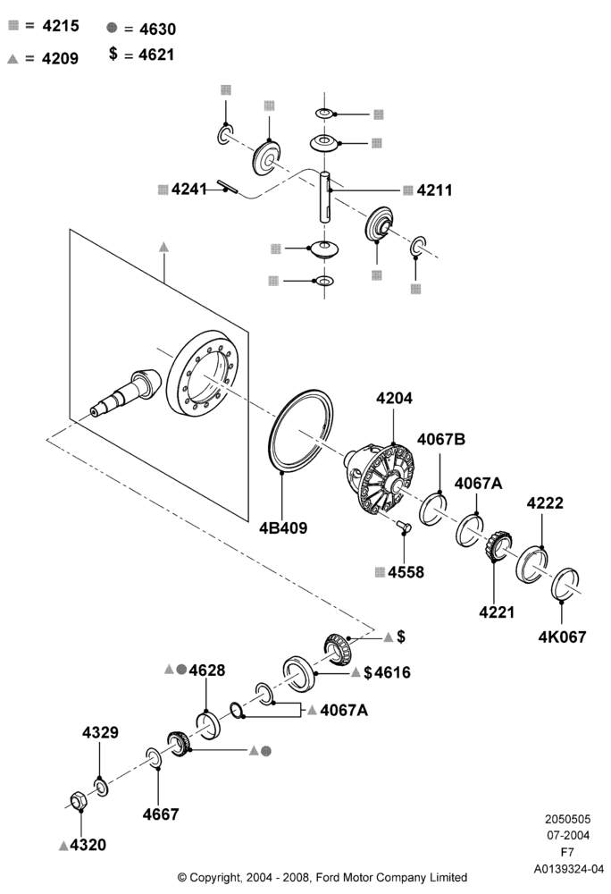 Components - Rear Axle Diff & Carr., 6.0L OHV Diesel V8, 6.4L Diesel V8 Twin Turbo, 6.8L Gas EFI V10, Narrow Frame (Chassis Cab), Ford 350 Series, Rear Axle Less Limited Slip Diff, With Double Rear Wheels