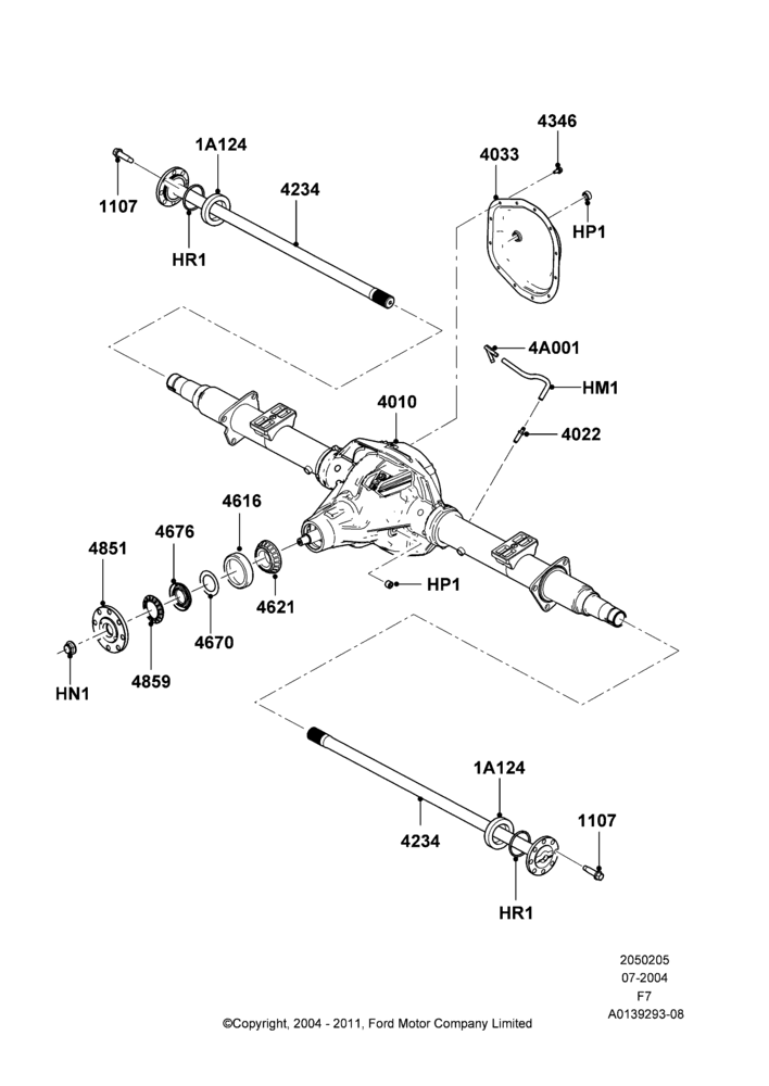 Rear Axle, 5.4L Modular SOHC V8, 5.4L 3V V8, Narrow Frame (Chassis Cab), Ford 350 Series, With Double Rear Wheels