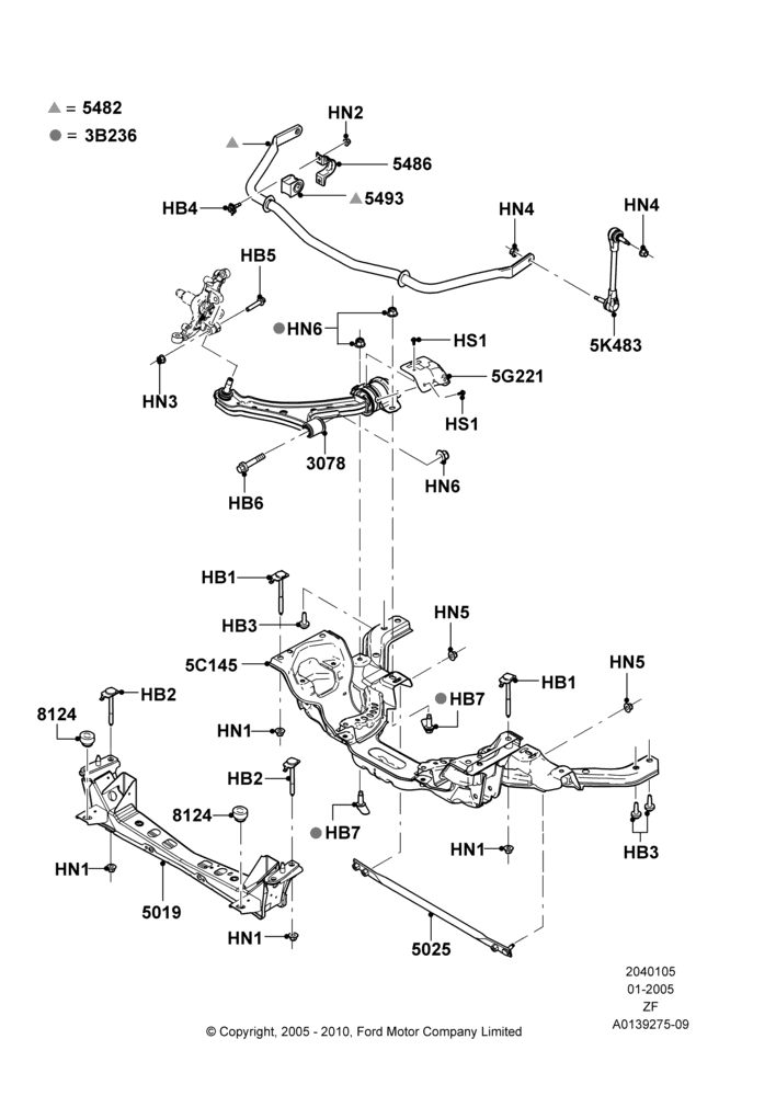 05B - Front Susp.Arms/Stabilizer/X-Member, Convertible; 31/JAN/2005-26/FEB/2009