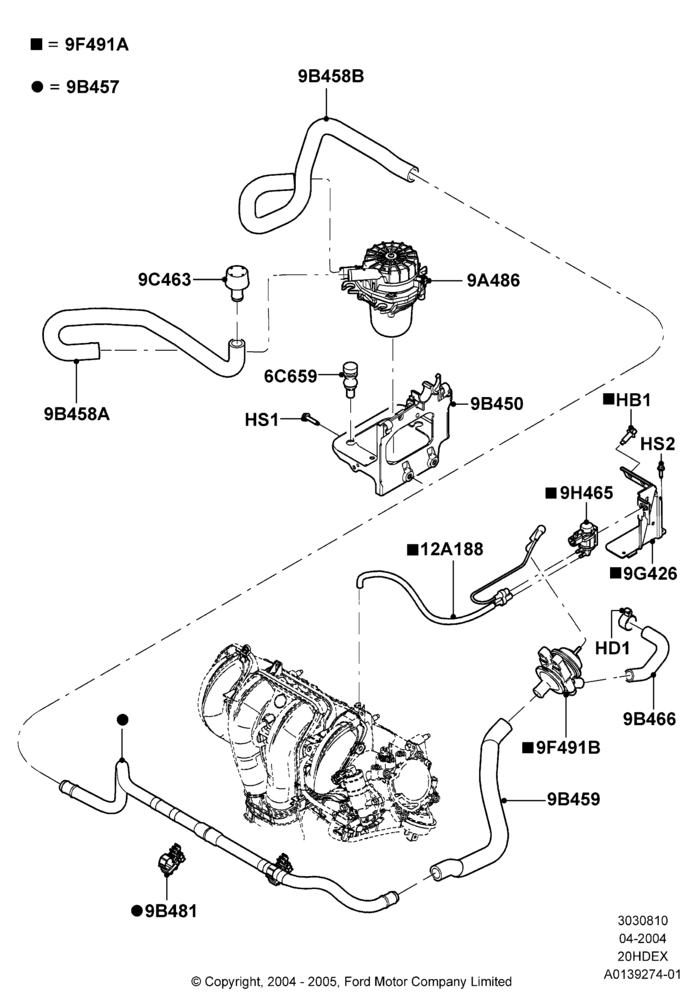 10A - Pulse Air System, 2.0L Duratec HE (137PS); 05/APR/2004-18/JUL/2005