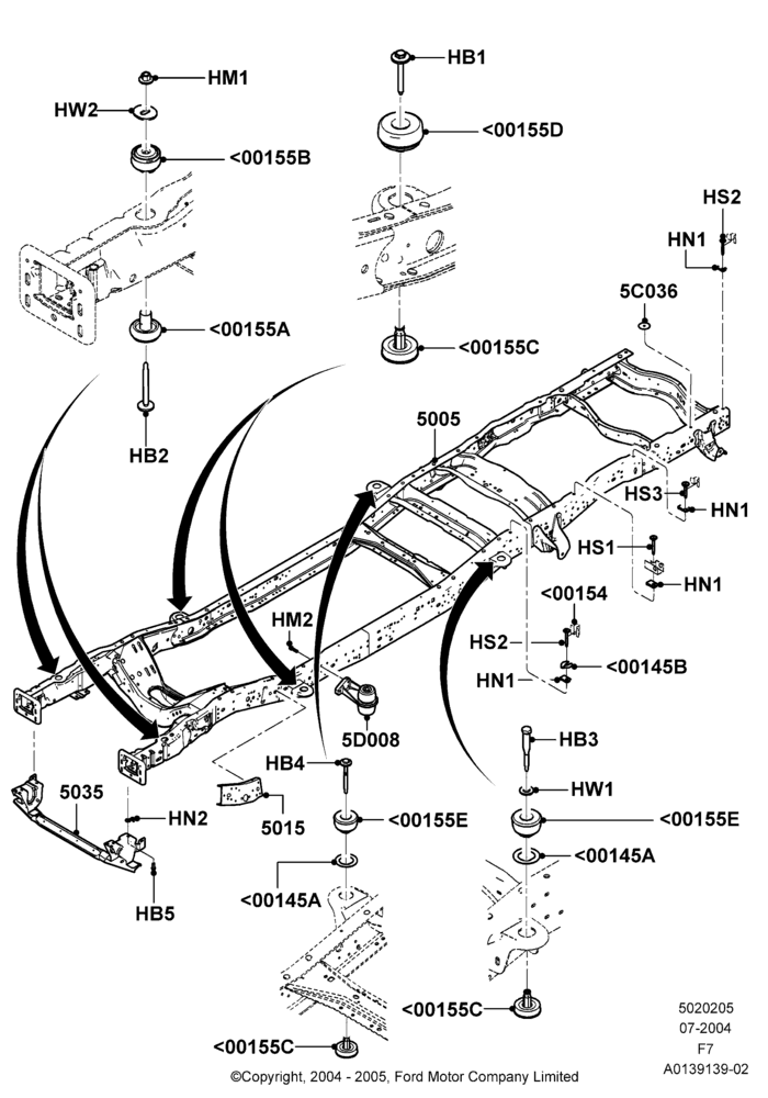 05F - Chassis Frame, Wide Frame (Pickup), Super Cab; 19/JUL/2004-18/DEC/2006