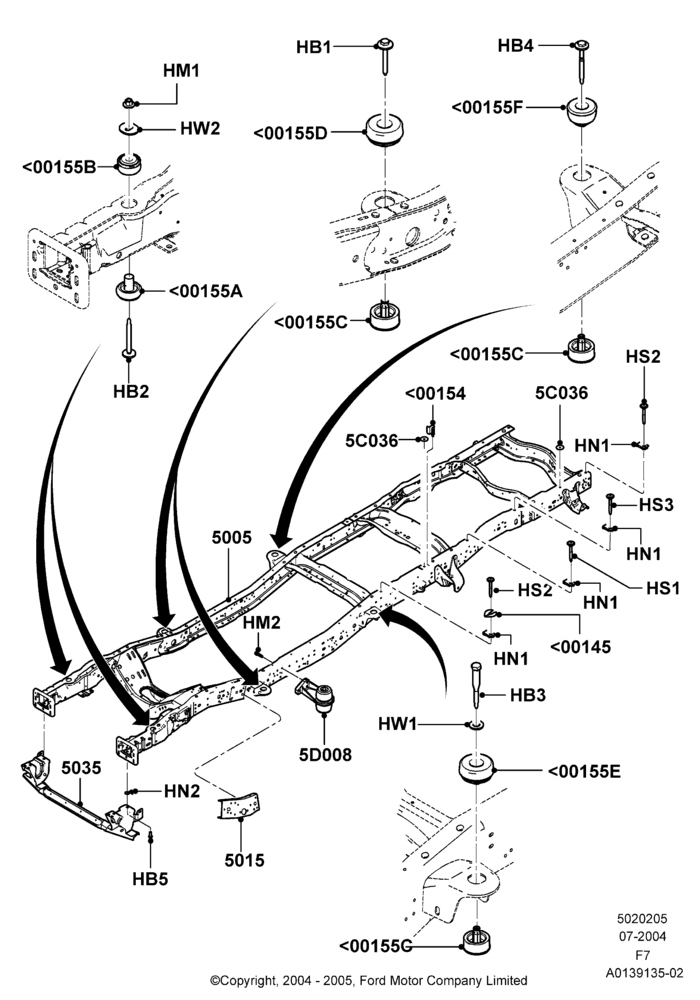 05B - Chassis Frame, Wide Frame (Pickup), Regular Cab; 19/JUL/2004-18/DEC/2006