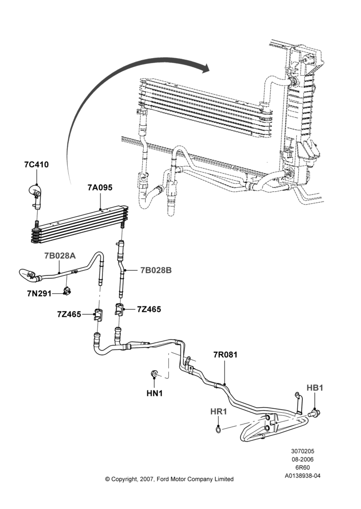 05A - Transmission Cooling Systems, 6 Speed Auto Trans (6R75), 6 Speed Automatic Trans (6R80); 02/AUG/2006-04/DEC/2007