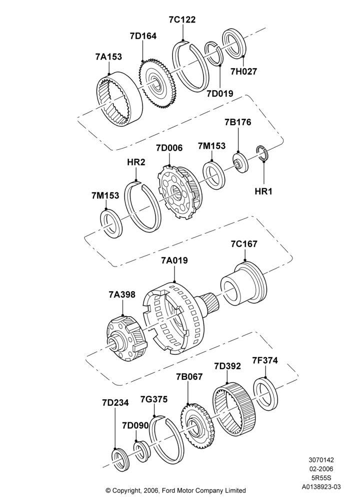 42B - Planetary Gear Sets, 5 Speed Auto Transmission 5R55S; 30/JAN/2006-29/OCT/2010