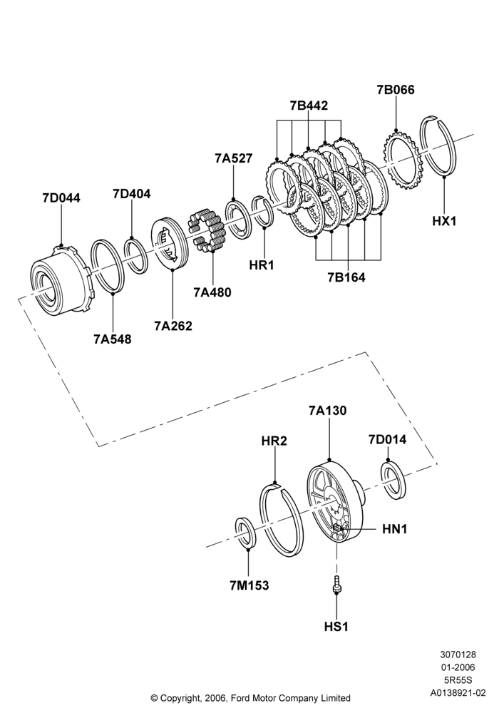 28B - Direct Clutch and Components, 5 Speed Auto Transmission 5R55S; 30/JAN/2006-29/OCT/2010