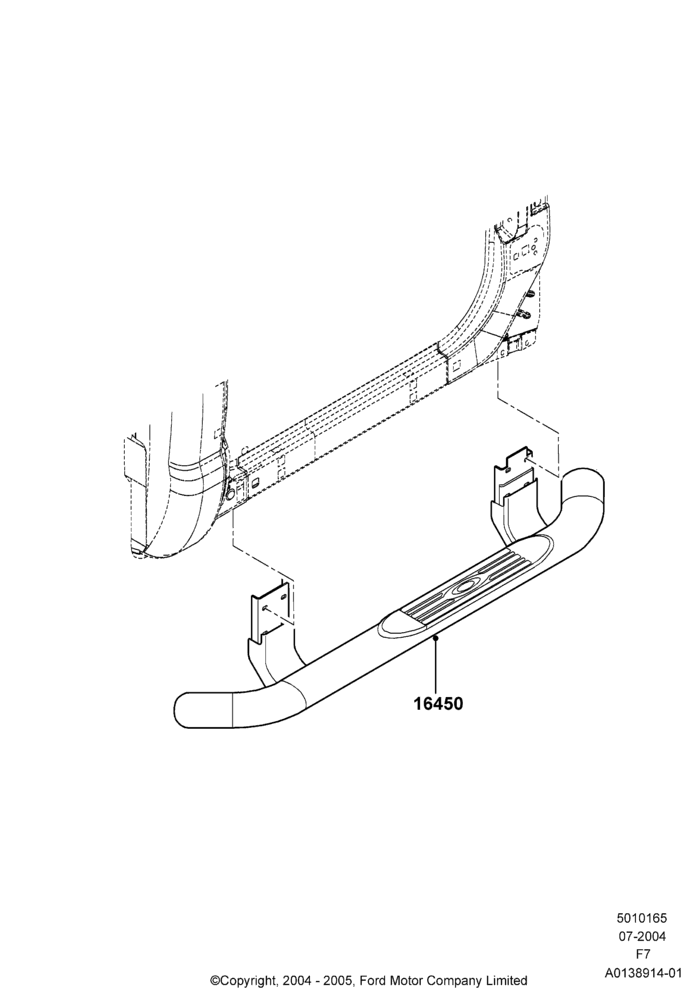 65B - Running Boards/Side Steps, Regular Cab, SD Aux Step - Black Tube W/O Lights, Production Step Bars; 19/JUL/2004-16/MAY/2005