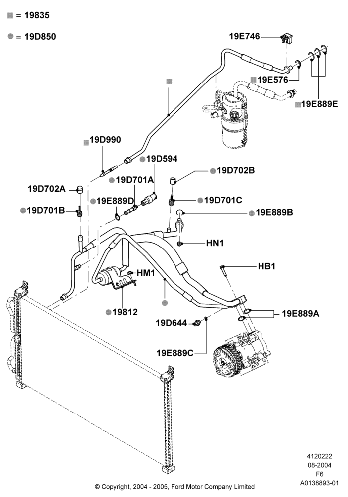 22B - Air Conditioning System, 4.2L V6 12v OHV EFI; 23/AUG/2004-17/JUL/2006