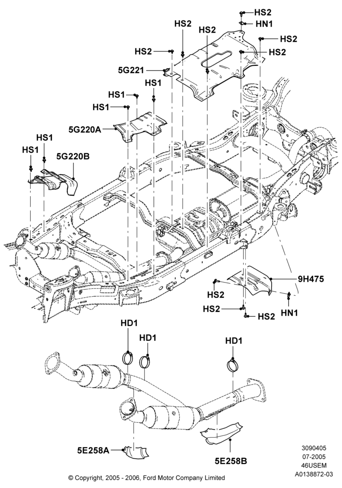 Heat Shields - Exhaust System, 4.6L 3V V8