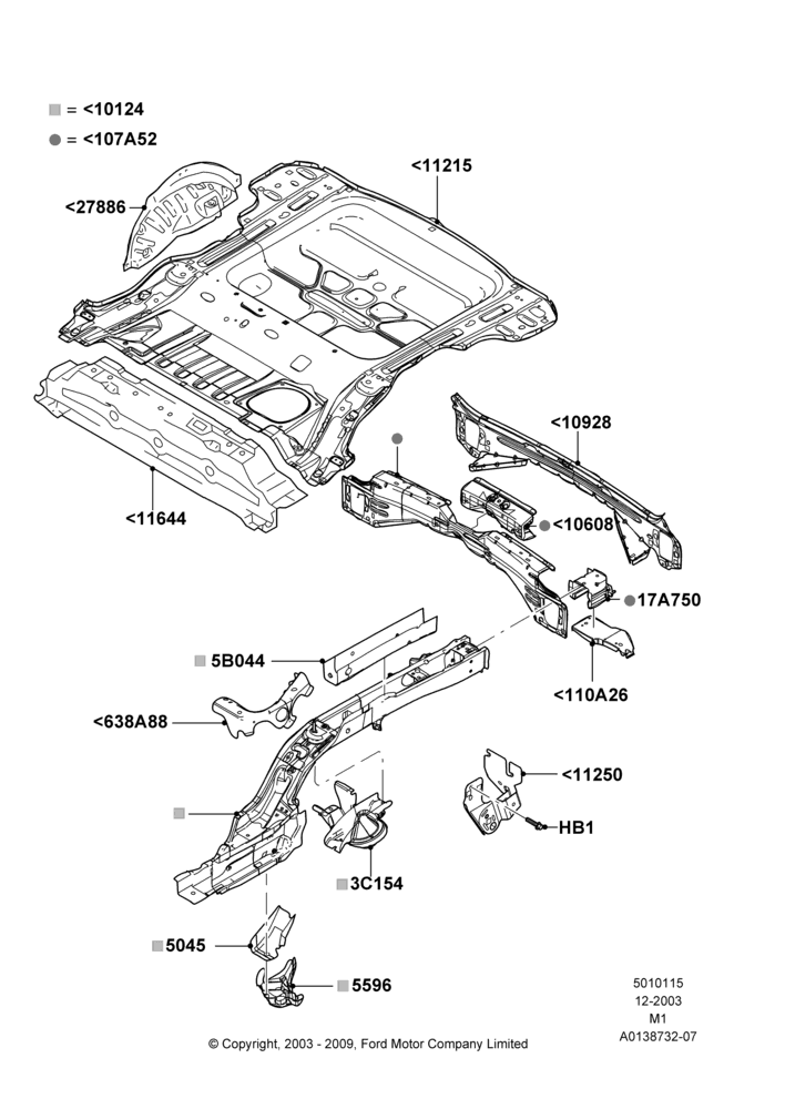 15C - Floor Pan - Center and Rear, All LHD Territories; 22/DEC/2003-01/MAY/2006