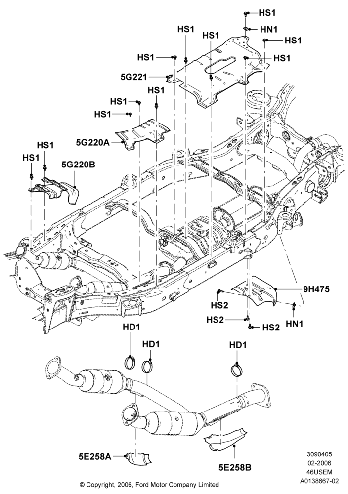 Heat Shields - Exhaust System, 4.6L 3V V8
