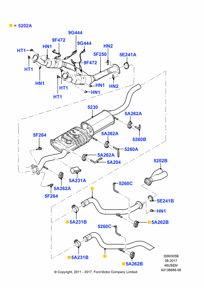 Exhaust System, 4.6L 3V V8