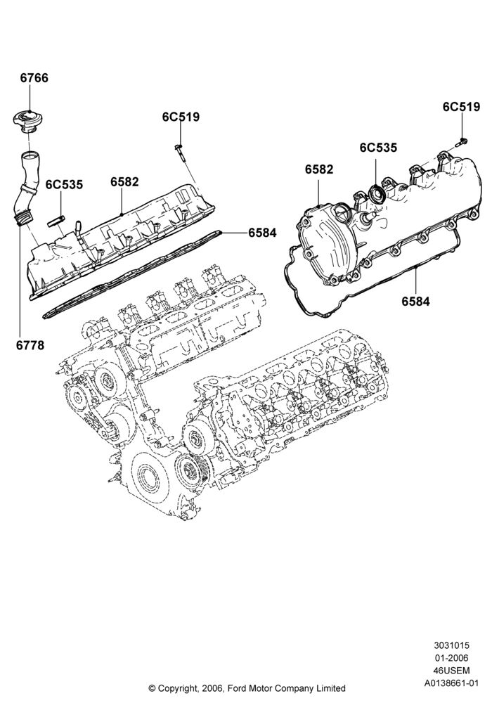 15B - Cylinder Head Cover, 4.6L 3V V8; 30/JAN/2006-13/AUG/2008
