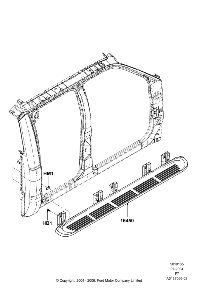 65G - Running Boards/Side Steps, Crew Cab, Painted Side Step Less Lights, Production Molded Boards; 19/JUL/2004-16/MAY/2005