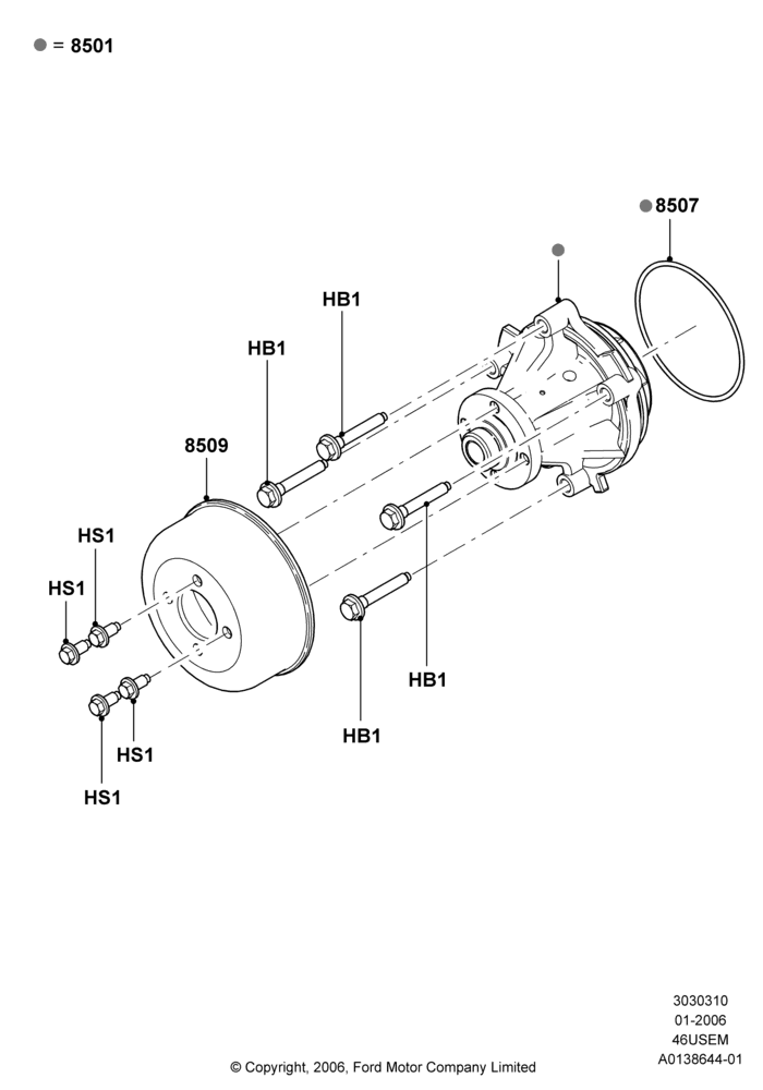 10B - Water Pump, 4.6L 3V V8; 30/JAN/2006-29/OCT/2010