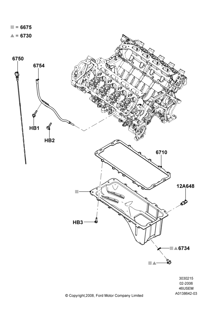 15B - Oil Pan/Oil Level Indicator, 4.6L 3V V8; 30/JAN/2006-29/OCT/2010
