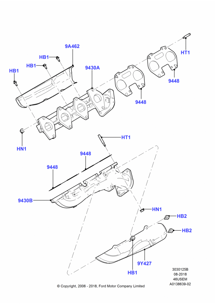 Exhaust Manifold, 4.6L 3V V8