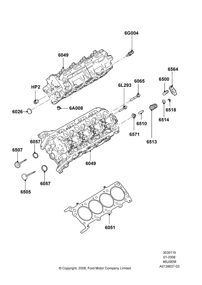 15B - Cylinder Head, 4.6L 3V V8; 30/JAN/2006-29/OCT/2010