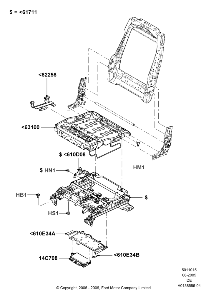 15D - Front Seat Base, Lincoln Division Derivative, With Driver 8 Way Pwr.Seat Adjuster; 01/AUG/2005-04/FEB/2009