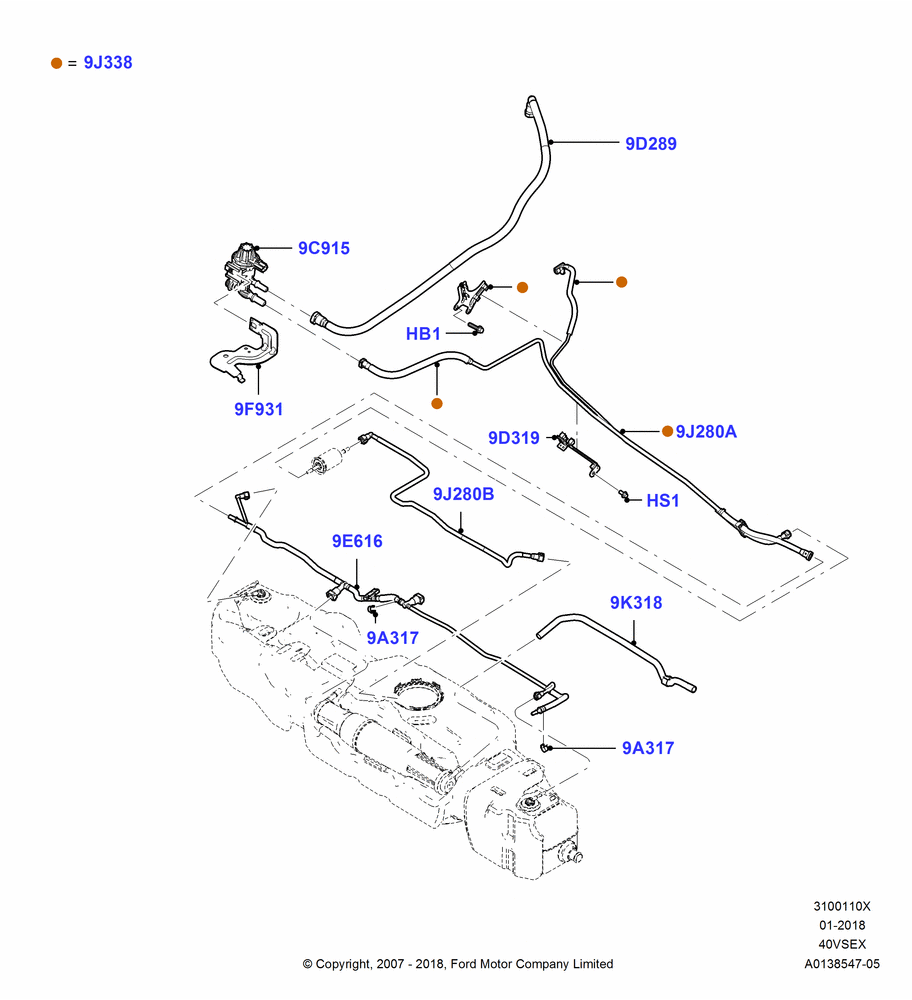 10X - Fuel Lines, 4.0L V6 12V SOHC EFI; 30/JAN/2006-29/OCT/2010