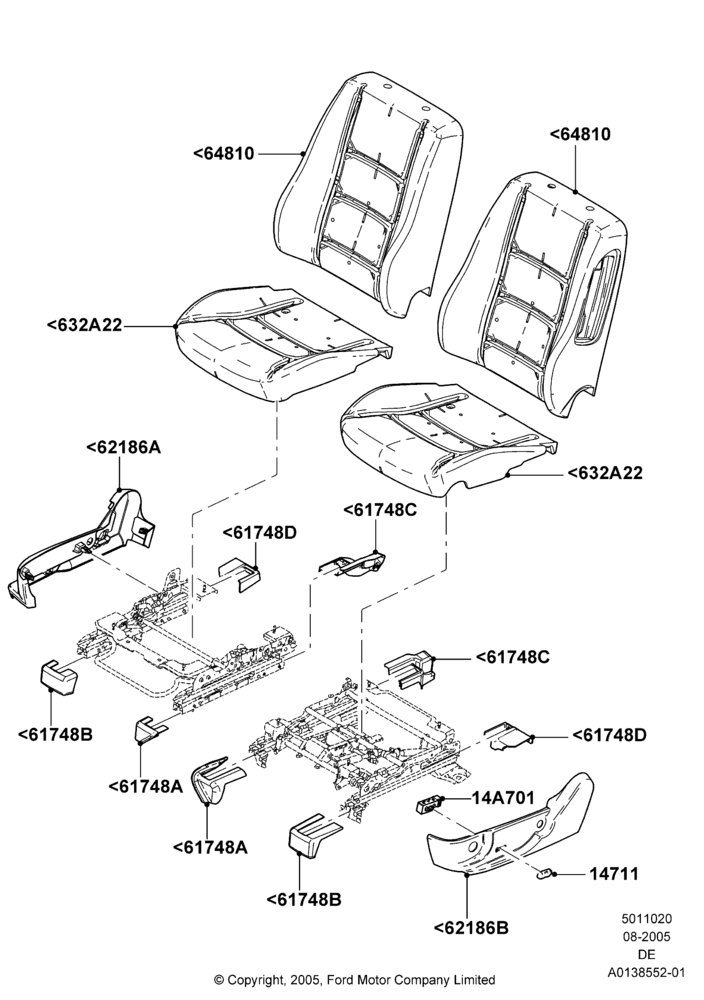 20C - Front Seat Pads/Valances & Heating, Less Temp Control Driver Seat, Less Temp Control Passenger Seat, Mercury Division Derivative; 01/AUG/2005-04/FEB/2009