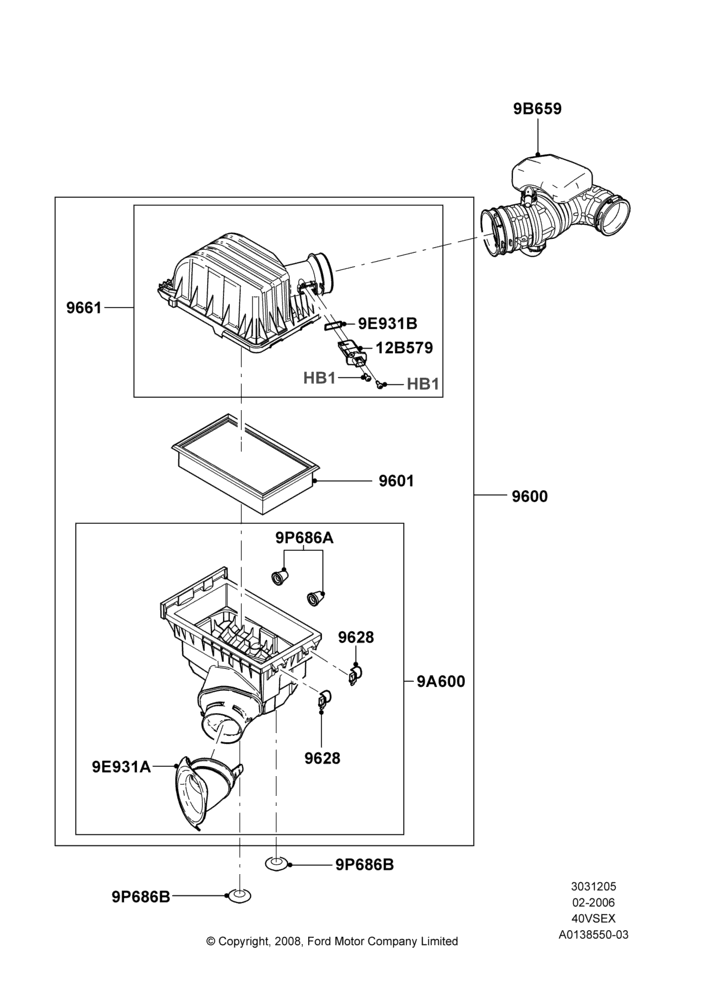 05I - Air Cleaner, 4.0L V6 12V SOHC EFI; 30/JAN/2006-29/OCT/2010