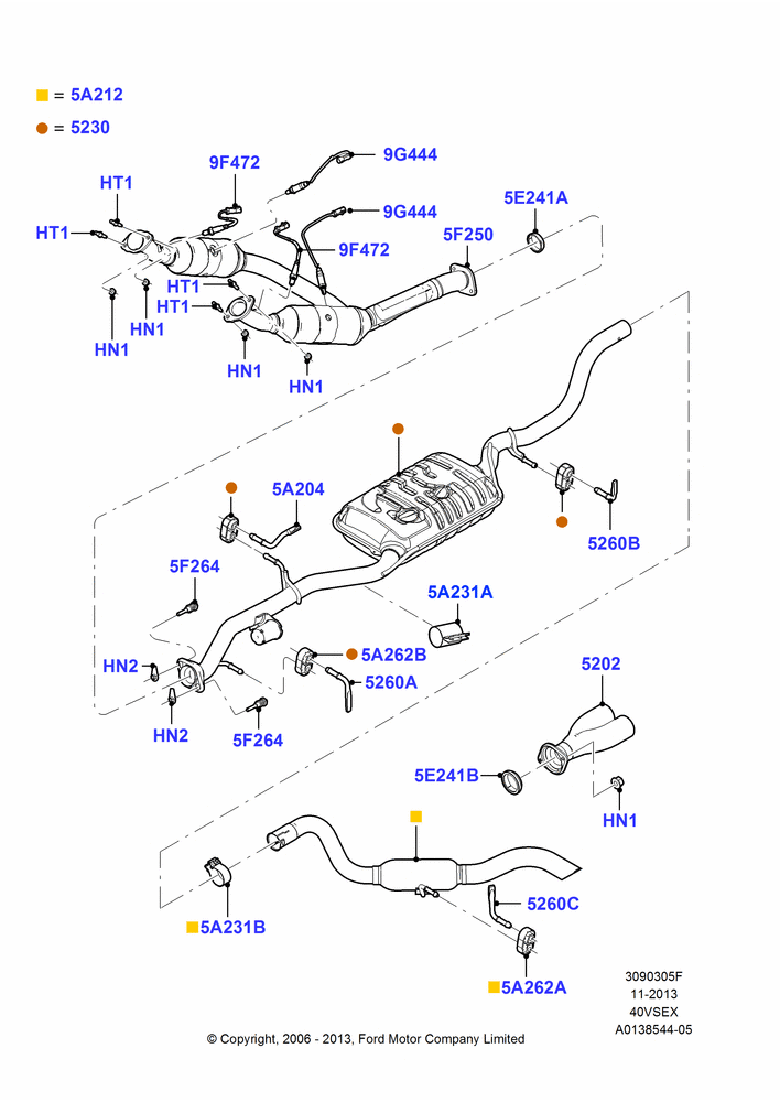 Exhaust System, 4.0L V6 12V SOHC EFI