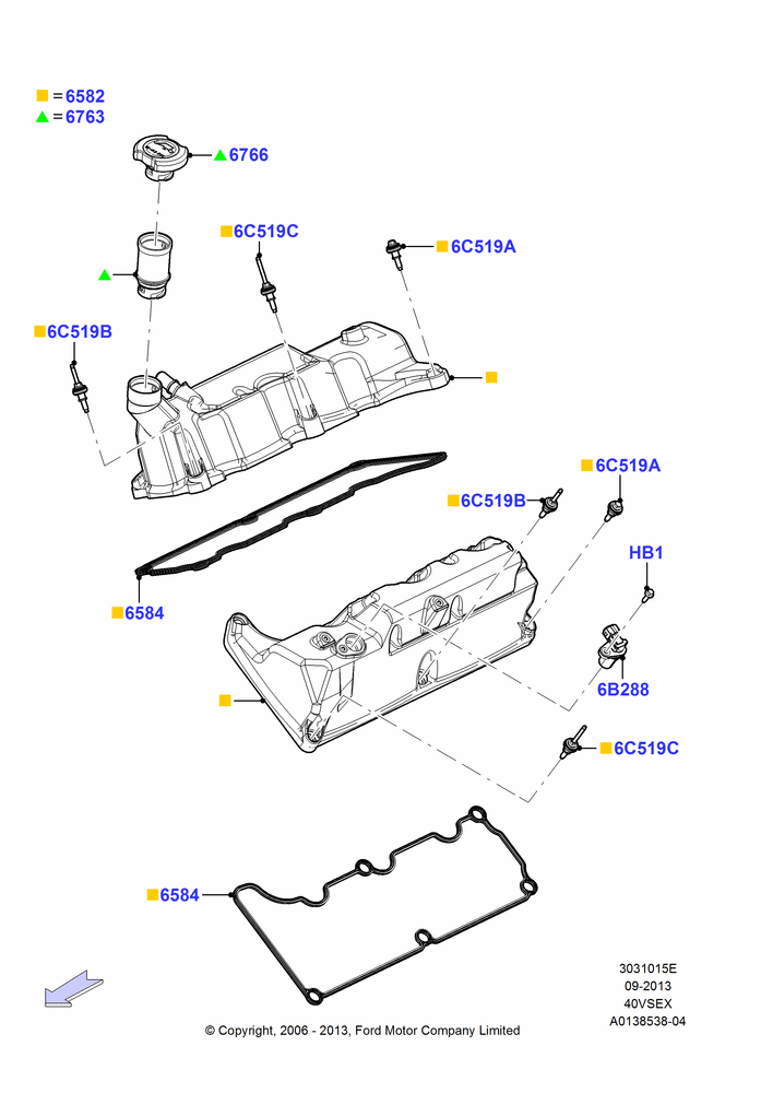 15E - Cylinder Head Cover, 4.0L V6 12V SOHC EFI; 30/JAN/2006-29/OCT/2010