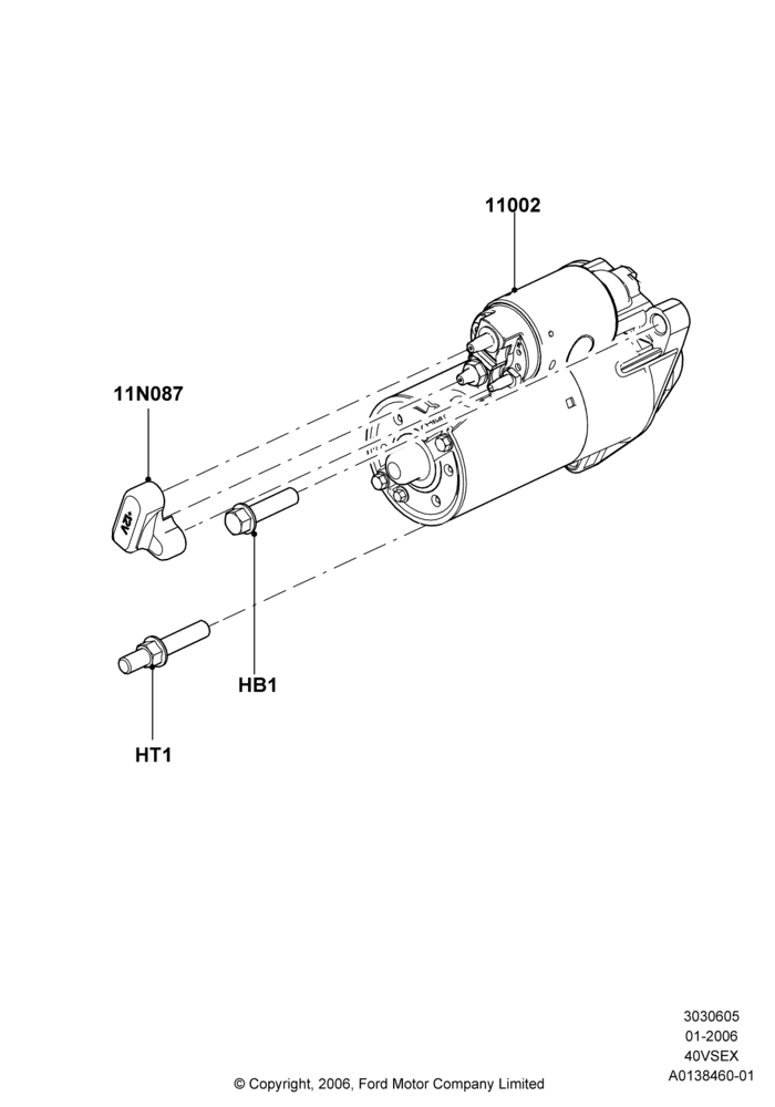 05E - Starter Motor, 4.0L V6 12V SOHC EFI; 30/JAN/2006-29/OCT/2010