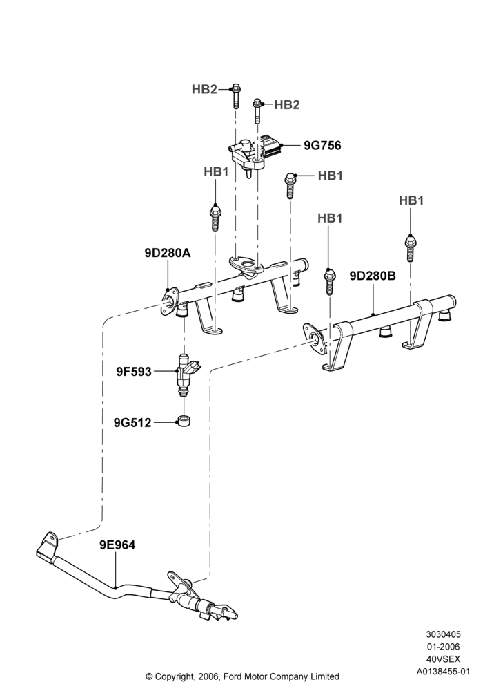 05K - Fuel Injectors and Pipes, 4.0L V6 12V SOHC EFI; 30/JAN/2006-29/OCT/2010