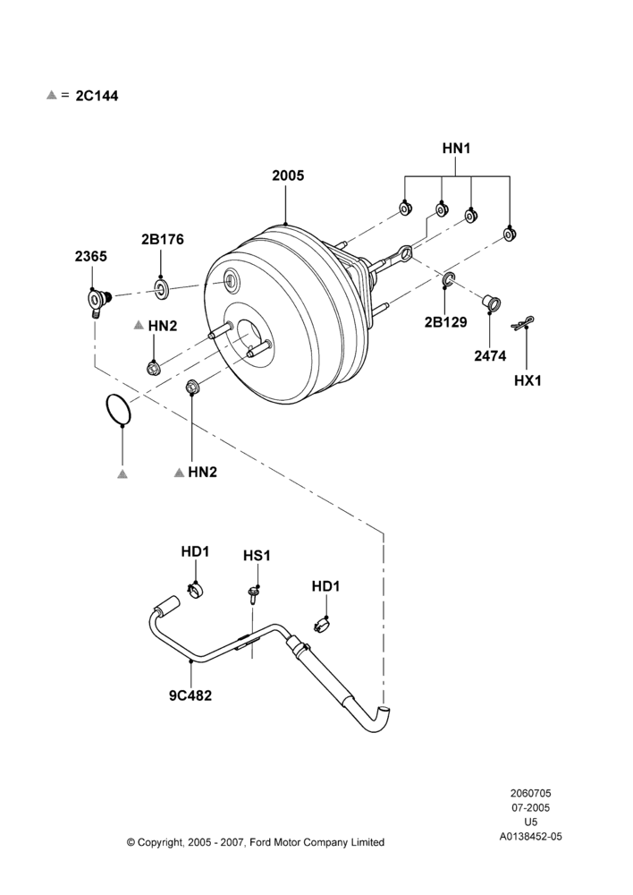 05B - Brake Booster, Romeo 4.6 SOHC EFI; 13/NOV/2000-19/JUL/2005