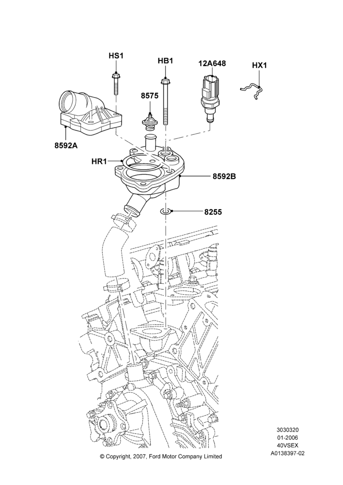 20G - Thermostat/Housing & Related Parts, 4.0L V6 12V SOHC EFI; 30/JAN/2006-29/OCT/2010