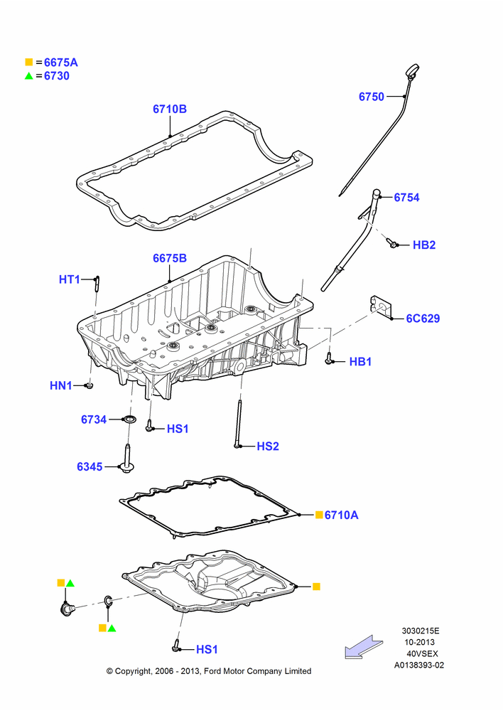 15E - Oil Pan/Oil Level Indicator, 4.0L V6 12V SOHC EFI; 30/JAN/2006-29/OCT/2010