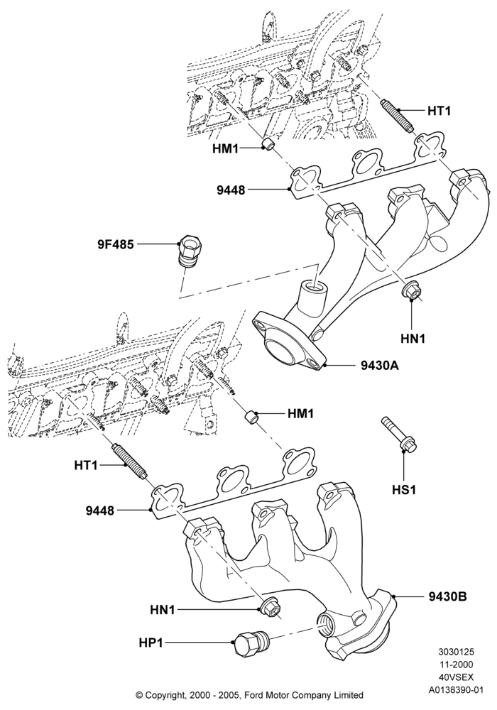 Exhaust Manifold, 4.0L V6 12V SOHC EFI