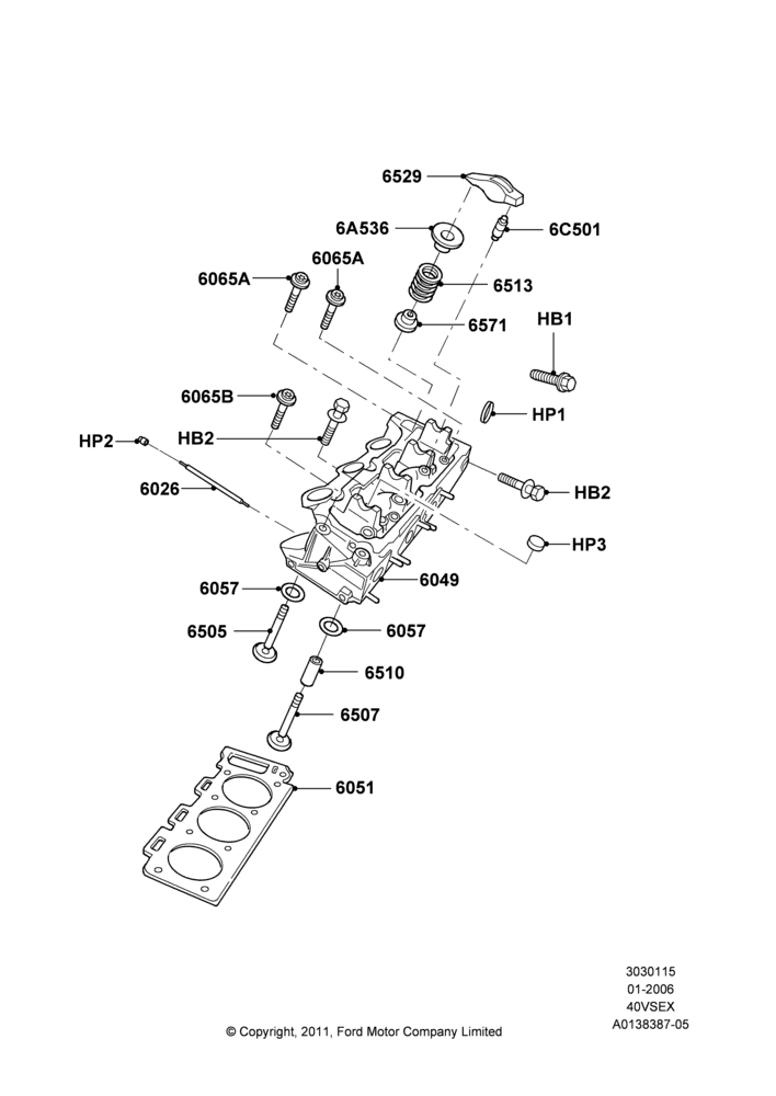 15E - Cylinder Head, 4.0L V6 12V SOHC EFI; 30/JAN/2006-29/OCT/2010
