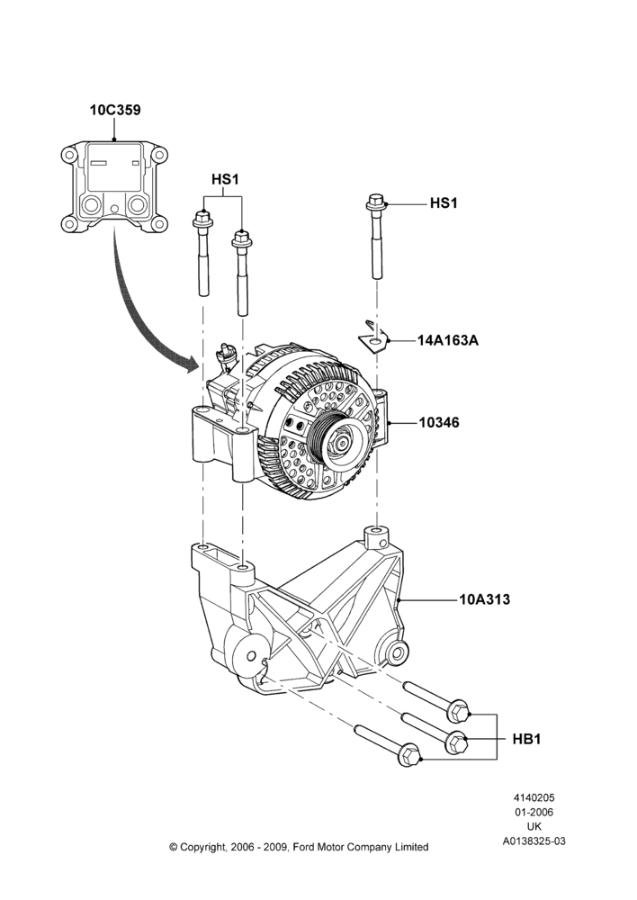 05A - Alternator and Mountings, 4.0L V6 12V SOHC EFI; 30/JAN/2006-29/OCT/2010