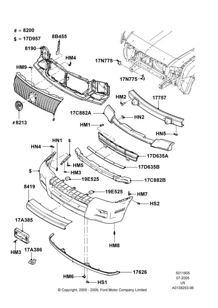 05I - Radiator Grille and Front Bumper, Lincoln/Mercury Series; 19/JUL/2005-16/DEC/2010