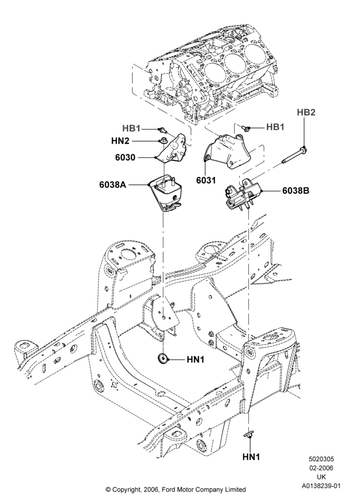 05A - Engine Mounting, 4.0L V6 12V SOHC EFI; 30/JAN/2006-29/OCT/2010