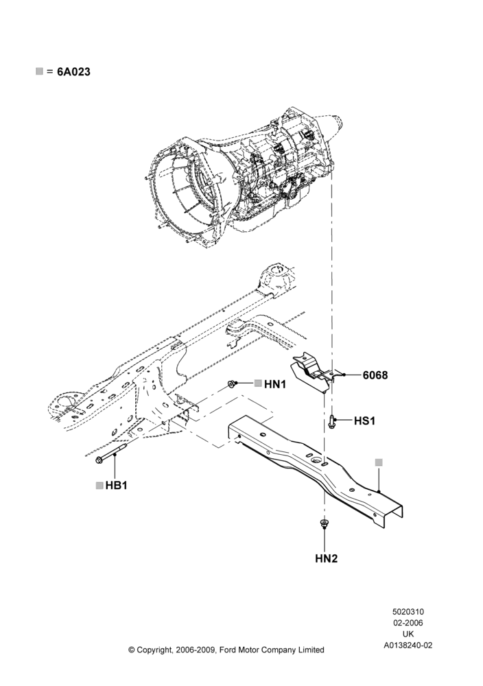 10A - Transmission Mounting, 2WD, 4.0L V6 12V SOHC EFI; 30/JAN/2006-29/OCT/2010