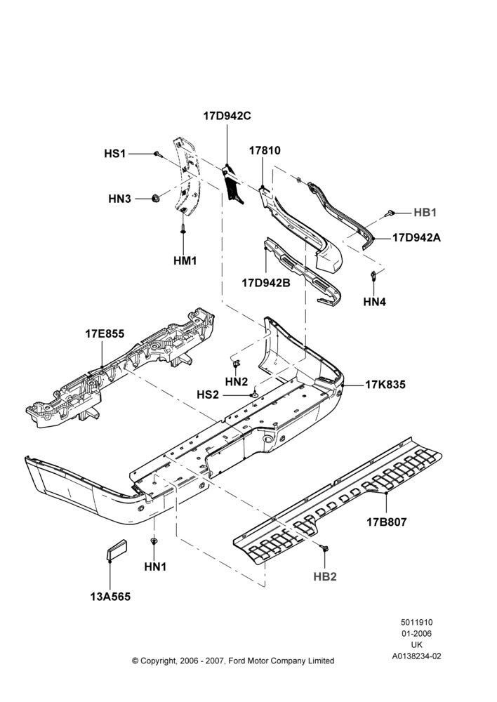10A - Rear Bumper, Less Version Packages; 30/JAN/2006-29/OCT/2010