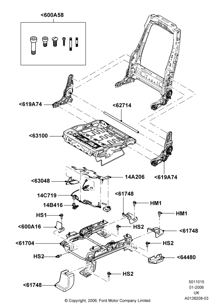 15A - Front Seat Base, With Driver 4 Way Mnl.Seat Adjuster; 30/JAN/2006-29/OCT/2010
