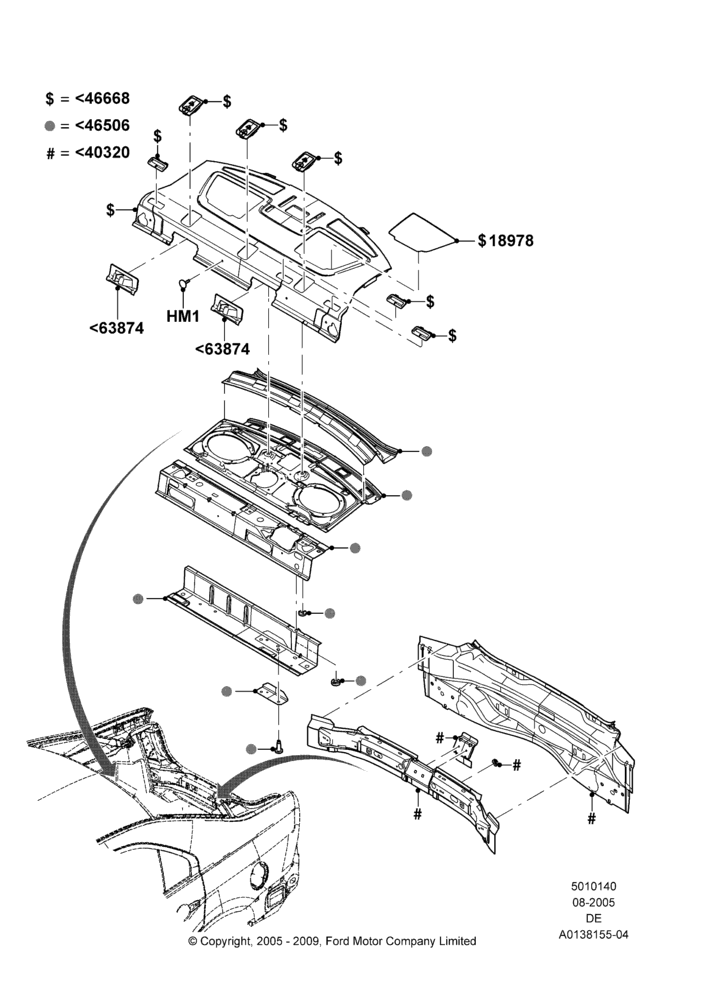 40B - Rear Panels and Rear Package Tray, With Audiophile Sound System; 01/AUG/2005-04/FEB/2009