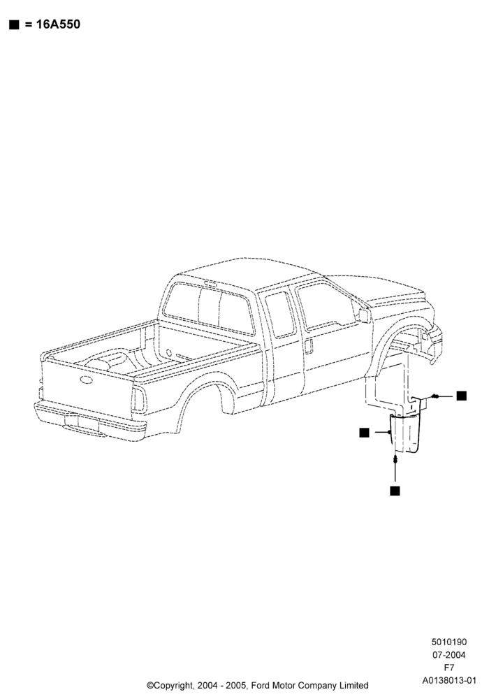 90A - Mudflaps, Less Second Unit Body, Production Installed; 19/JUL/2004-12/FEB/2010