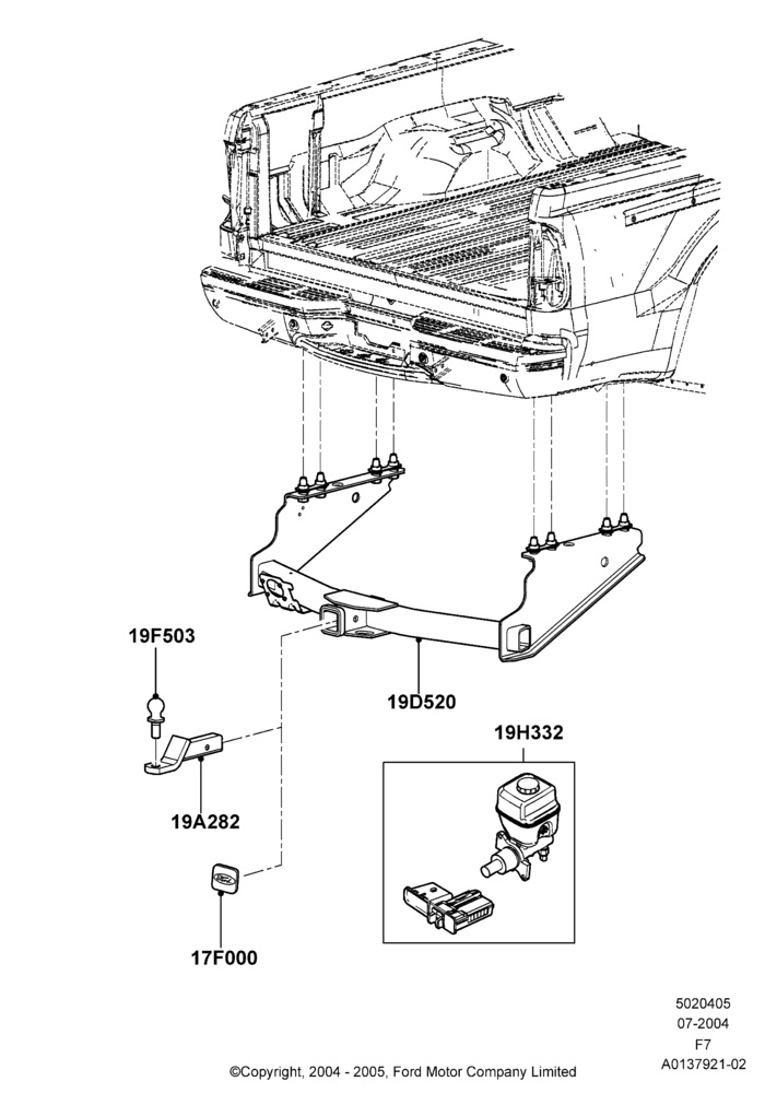 05XA - Tow Bar, Accessory, With Wide Frame Only And Pick Up Box, Please Refer To Owners Guide For Towing Capacity; 19/JUL/2004-18/DEC/2006