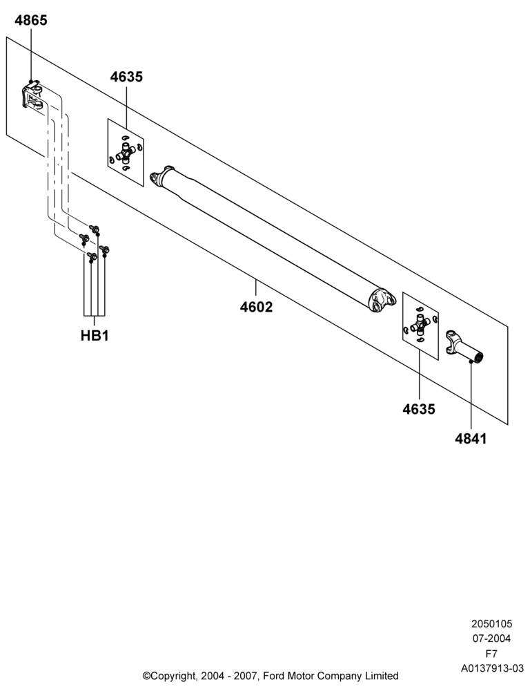 05A - Drive Shaft - Rear Axle Drive, 137"/3480MM Wheelbase, 2WD, Automatic Transmission; 19/JUL/2004-18/DEC/2006