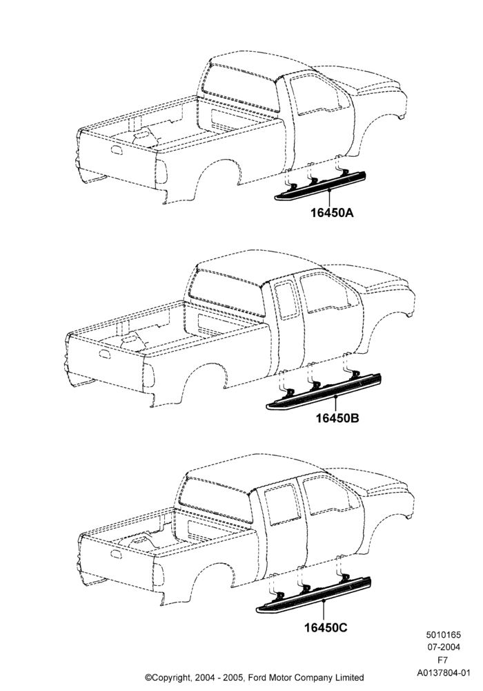 65XB - Running Boards/Side Steps, Accessory Molded Running Boards; 19/JUL/2004-18/DEC/2006