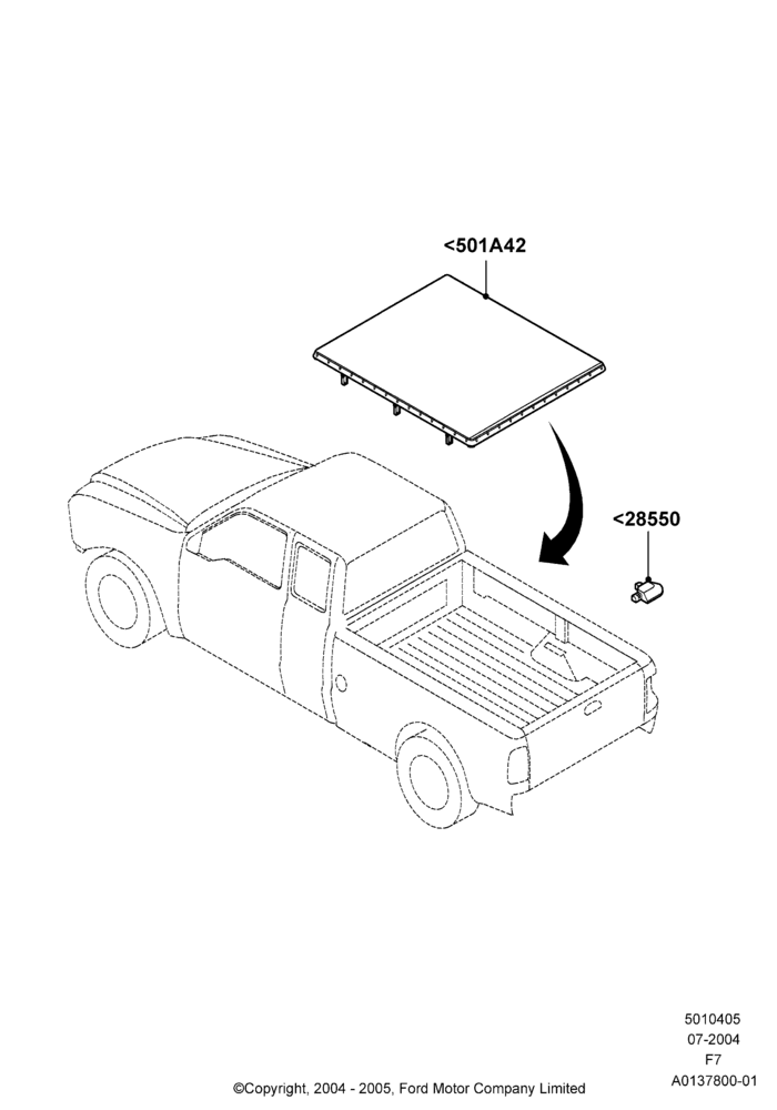 05XB - Pick Up Box/Tailgate and Tonneau, Accessory, Soft Tonneau Cover; 19/JUL/2004-16/SEP/2008