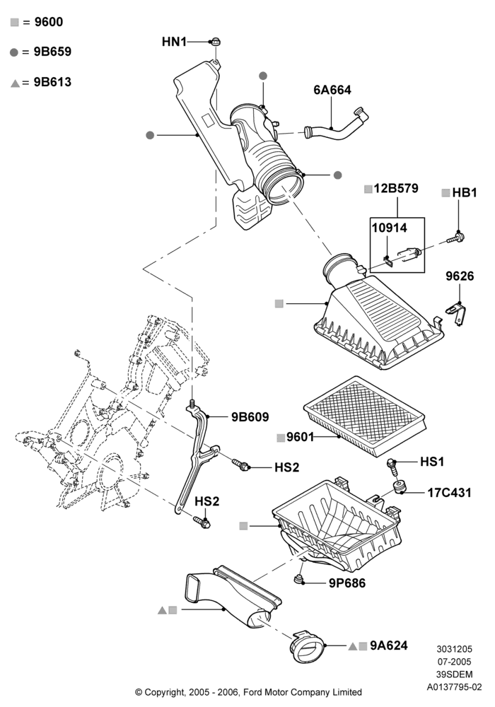 05F - Air Cleaner, 3.9L Dohc EFI NA V8 Gas*HP; 01/JUL/2005-01/JUL/2005